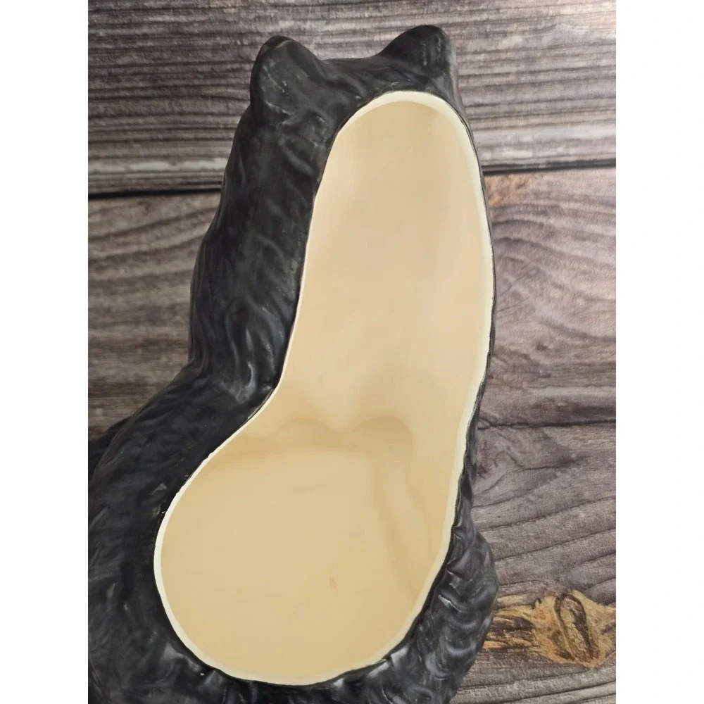 Vintage Ceramic Tuxedo Cat Planter Black White Longhair Feline Pot Takashi Japan